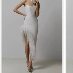 Catchall Payton White Feather Bandage Dress - NYE Holiday Dress - Sz Small - NEW
